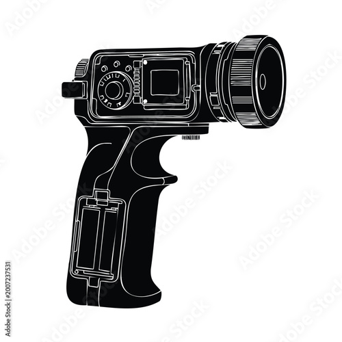 Obraz na plátně Exposure meter silhouette bundle vintage handheld measurement device