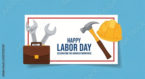 Labor Day Celebration with Tools and Hard Hat