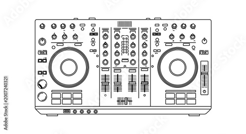Line art illustration of a dj controller