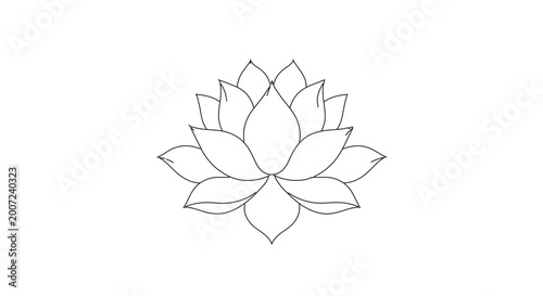 Minimalist lotus flower line art drawing
