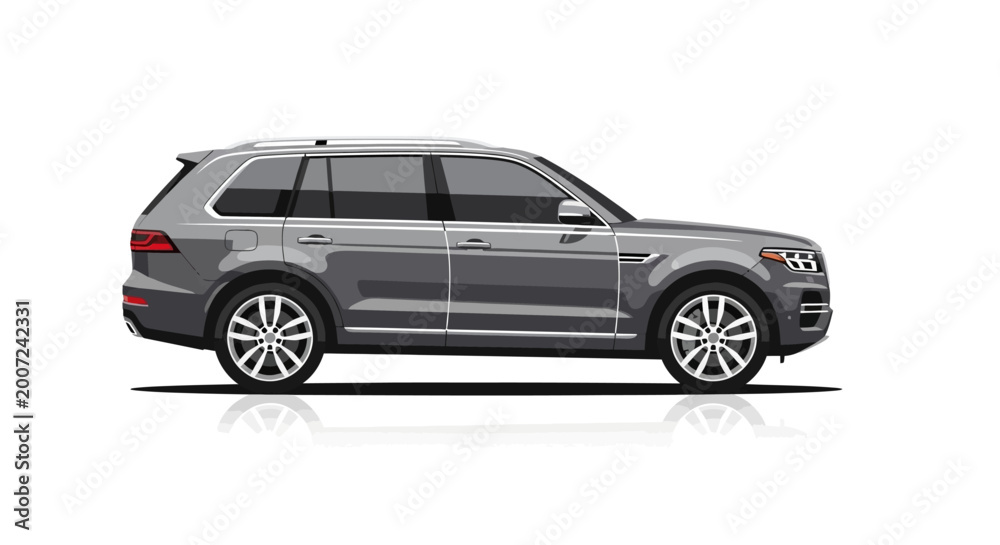 Obraz premium Gray SUV Car Isolated on White Background