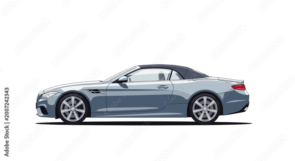 Obraz premium Sleek Silver Convertible Sport Car Vector Illustration