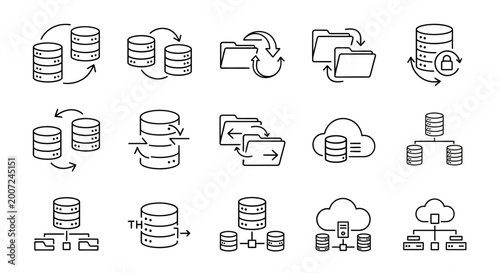 Photos Database icons with cloud storage.