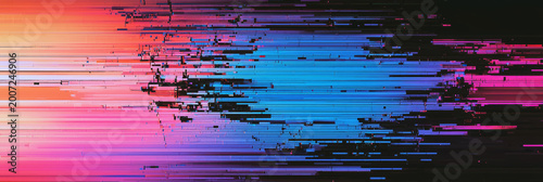 Abstract broken TV signal with glitchy transitions, scan lines