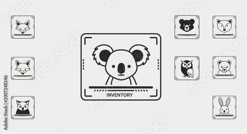 Foto Koala Face Closeup Line Drawing.