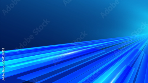 Blue beams streak across deep sky. Light glows with electric energy