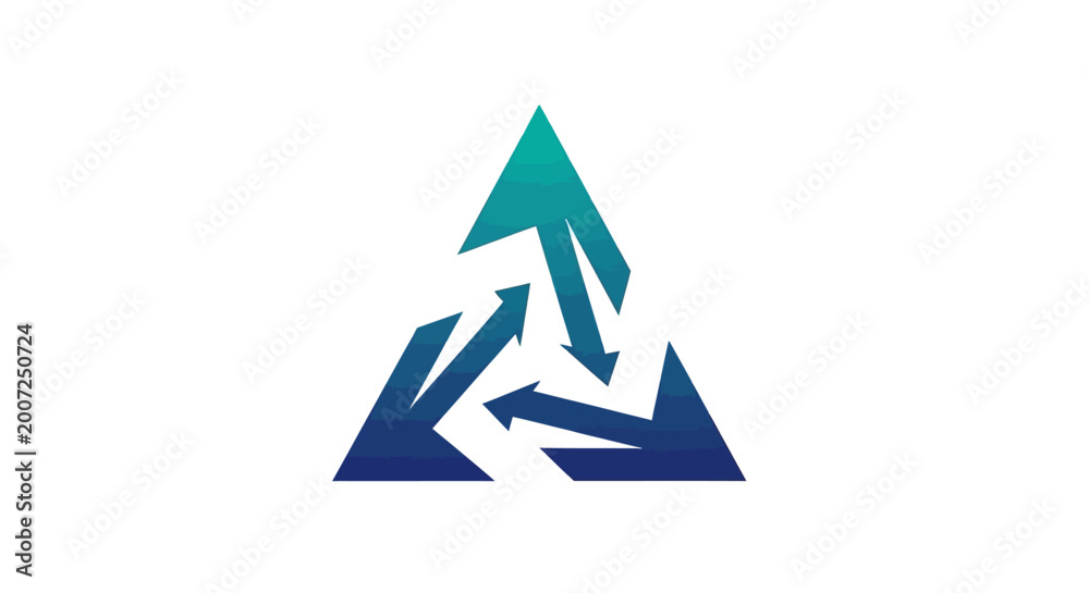 Foto Stylized triangle with arrows in a cycle