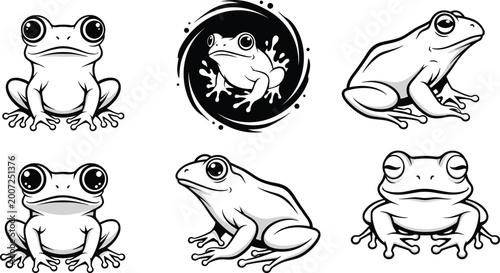 Fotografía Stylized frog silhouettes, artistic amphibian illustrations, playful cartoon fro
