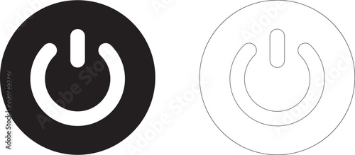 Button on off icon design line and solid vector pack on white background