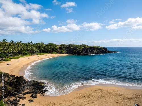 Scenic Hulopoe Beach on Lanai Island Hawaii