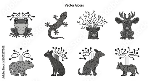 Canvas Print Vector illustrations of various wild animals.
