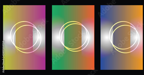 Photos Abstract glowing concentric white ellipses with vertical light bar on colorful g