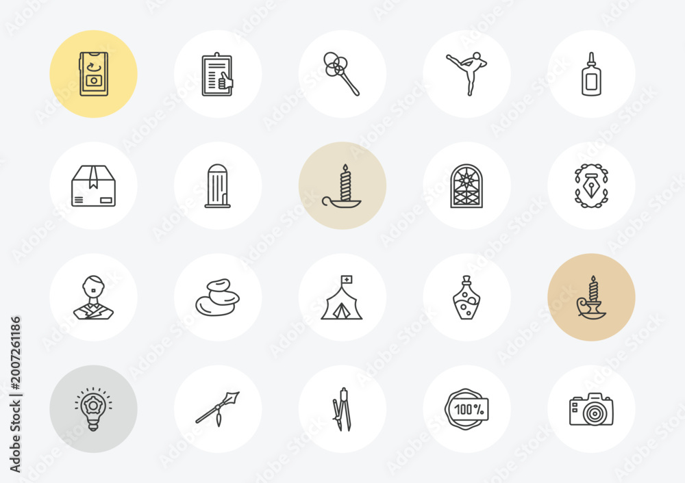 Fototapeta premium miscellaneous outline icon set. linear vector for ui, web and mobile. thin line front camera, product, german icons.