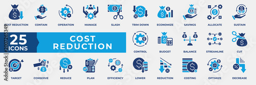 Bild auf Leinwand Cost Reduction Icon Set
