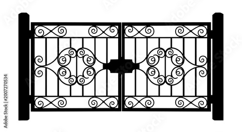 Ornate wrought iron gate design.