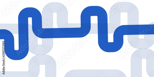 Fotografie abstract background featuring blue layered retro linear pipe patterns on a white backdrop for technology and futuristic layouts