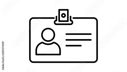 Obraz na plátne Corporate employee badge minimalist black line vector icon with an editable stroke, perfect for identification card designs, office staff security graphics, and customizable line weight projects