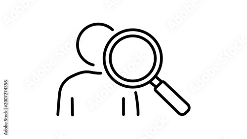 Quadro su tela Professional recruitment magnifying glass vector icon for hiring search, featuring an editable stroke with adjustable line weight for minimalist corporate business layouts and mobile app icons