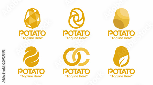 A collection of artistic potato logos in warm colors that reflects the versatility and creative potential of this beloved and hearty food staple.