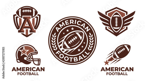 Tableau sur toile This dynamic collection of American football logos showcases energetic designs, ideal for sports teams, events, and brands promoting athleticism and competition