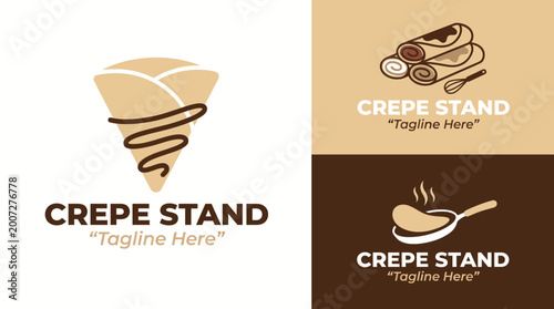 Obraz na płótnie This image features logos for a Crepe Stand, highlighting delicious crepes, sweetness, and gourmet treats, showcasing delightful dessert branding and food aesthetics