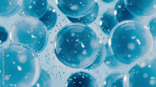 3D animation of blue cell membranes. Ideal for skincare, medical research, and biotechnology visuals. Clean professional CGI rendering with microscopic depth of field.