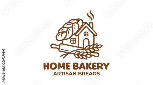 Obraz na płótnie This charming home bakery logo symbolizes warmth and home cooking, making it ideal for small bakeries or businesses that prioritize homemade quality and comfort