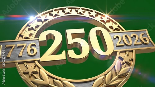 Golden 1776 250 2026 Anniversary Emblem with Stars and Laurel Wreath.