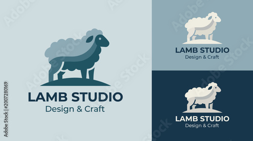 Bild auf Leinwand A whimsical lamb logo representing a studio dedicated to design and craft, illustrating creativity, softness, and contemporary artistry perfect for various design projects