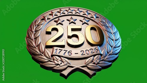 Commemorative 250th Anniversary Emblem 1776-2026 with Stars and Laurel Wreath.