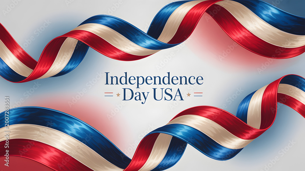 Fototapeta premium Independence Day USA Celebration Background With Red White And Blue Ribbons