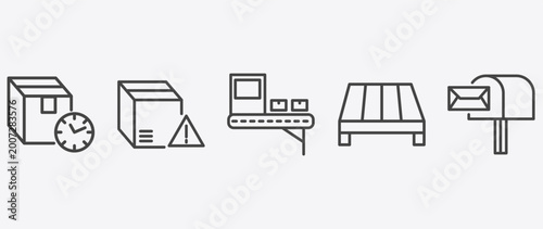 Bild auf Leinwand delivery and logistics icon set with delivery warning, delivery x ray, pallet, p