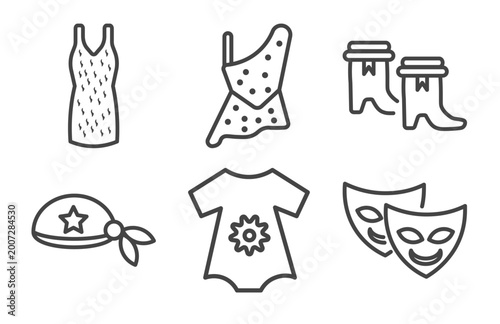 Canvas Print fashion and things icon set with tinge, caveman, pirate scarf, two carnival mask