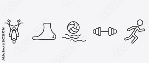 Tableau sur toile sport and games icon set with ankle, waterpolo, gym weight, man sprinting signs