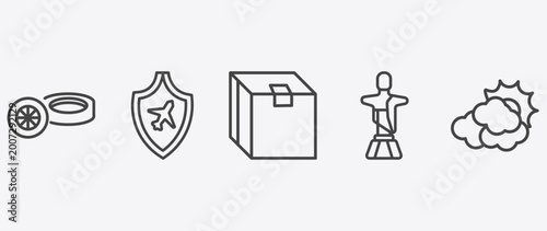 Canvastavla travel and trip icon set with travel insurance, packing, christ, cloudy signs in