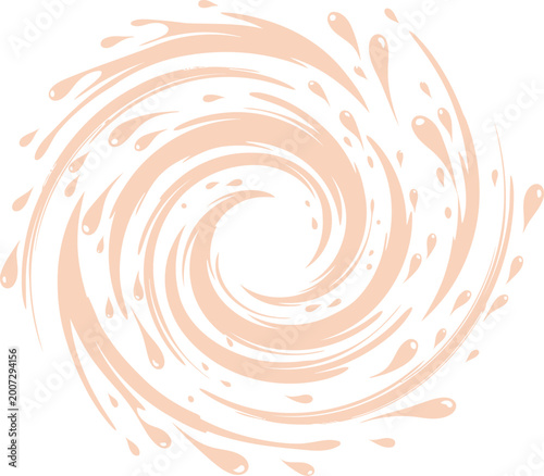Photos Abstract pale orange spiral liquid splash vortex design element isolated on whit