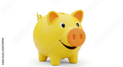 Smiling yellow piggy bank toy