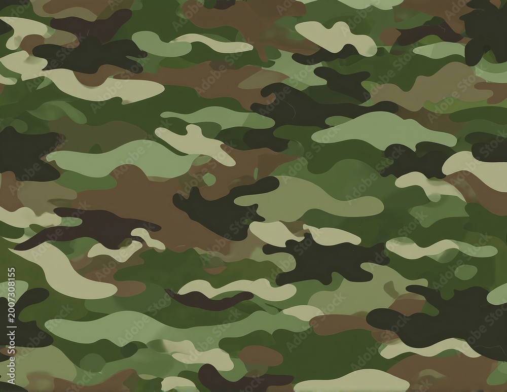 Fototapeta premium a detailed green and brown camouflage pattern with irregular organic shapes blending seamlessly together