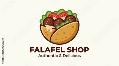 Canvastavla A playful logo featuring a falafel wrap overflowing with fresh ingredients, capturing the essence of authentic cuisine and the joy of delicious, healthy eating