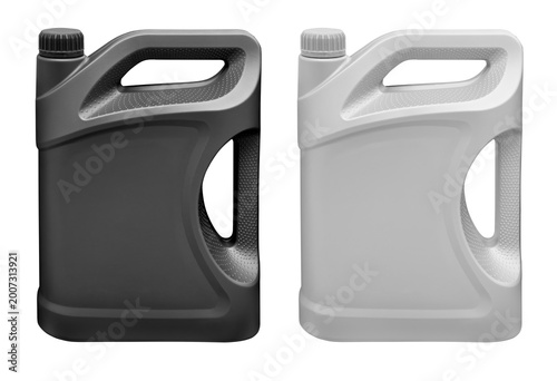 Canvas Print Plastic canisters holding motor oil car automotive fluids