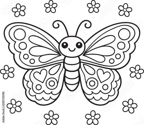 Cute Butterfly Coloring Page