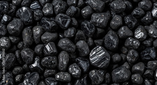 Close-up Macro Shot of Black Coal Lumps Texture Background.