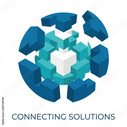 Obraz na plátně This dynamic abstract logo emphasizes connectivity and innovation, making it suitable for business solutions or technology services striving for a fresh and impactful identity