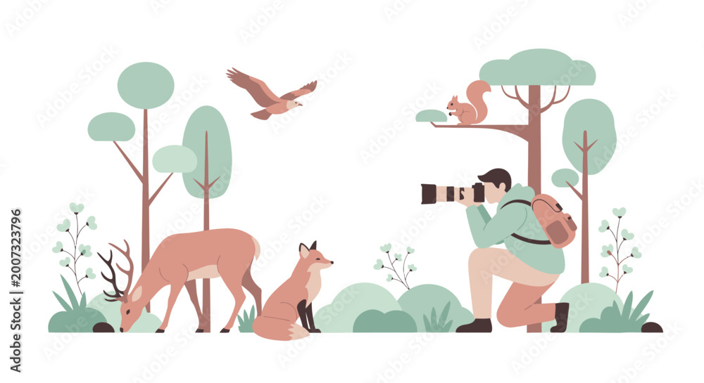 Obraz premium Wildlife photographer captures natures beauty with camera.