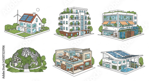 Collection of Eco Friendly Buildings and Houses.