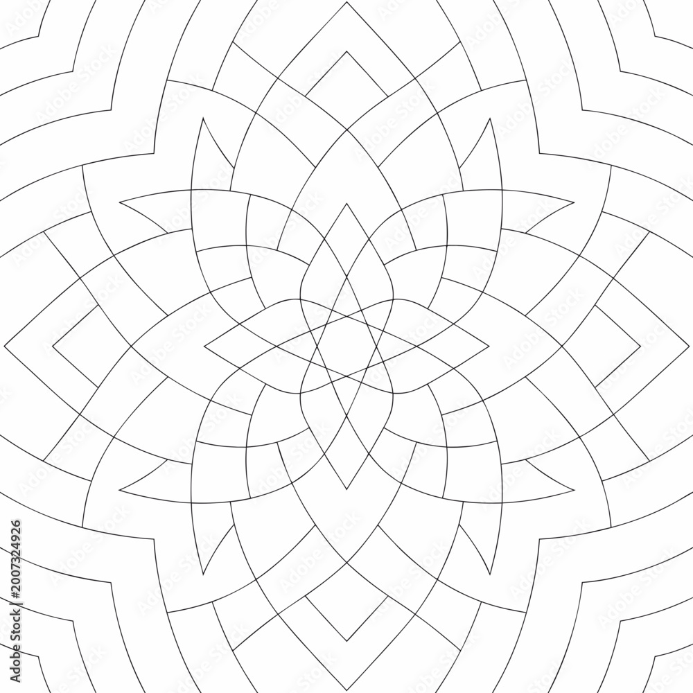 Obraz premium Abstract seamless pattern with lotus flower design coloring page for adult anti stress coloring book or for print on fabric, fashion, paper, wallpaper, textile and tile.