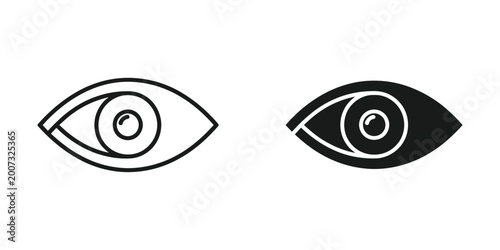 Minimalist eye icon with spiral pupil in black and white