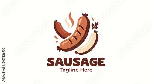 Quadro em tela An attractive logo featuring assorted sausages with steam, emphasizing the appetizing and flavorful nature of this beloved food item for meat lovers everywhere