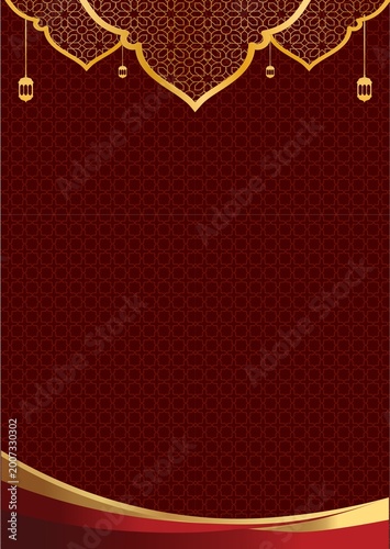 red background with golden ornament