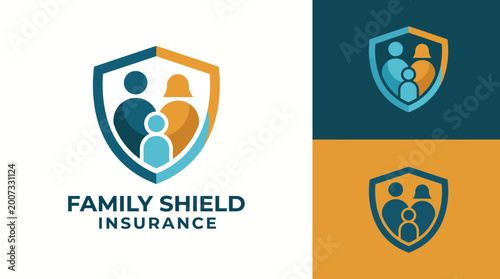 This logo for Family Shield Insurance features a modern design that symbolizes protection and security, showcasing the importance of family and safety in the insurance industry.